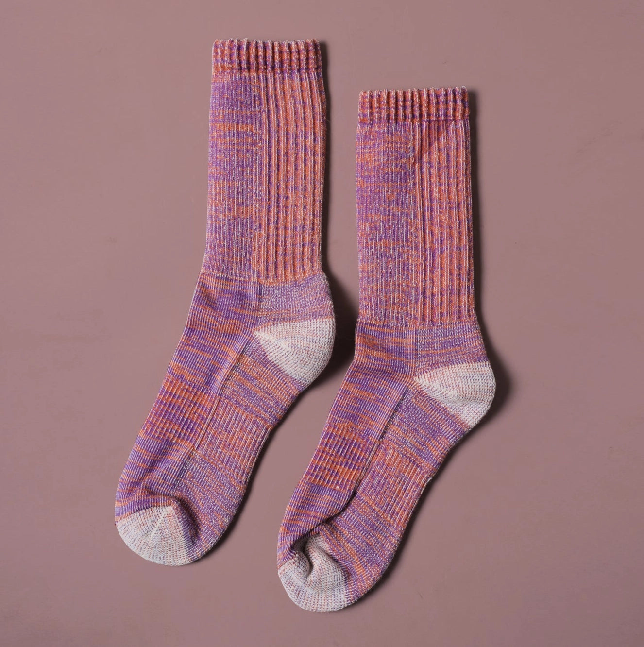 Merino Wool Mountain Hiking Socks - Orange/Purple
