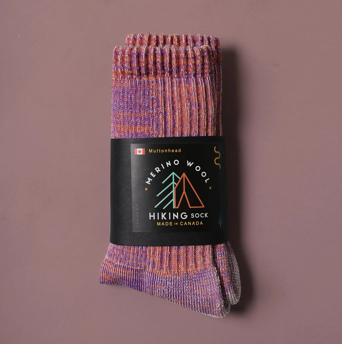 Merino Wool Mountain Hiking Socks - Orange/Purple