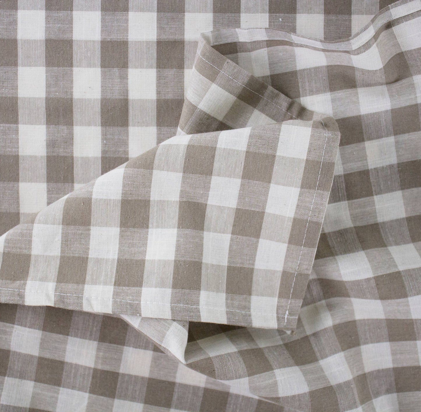Classic Gingham Khaki & White 54" Square Picnic Blanket Tablecloth