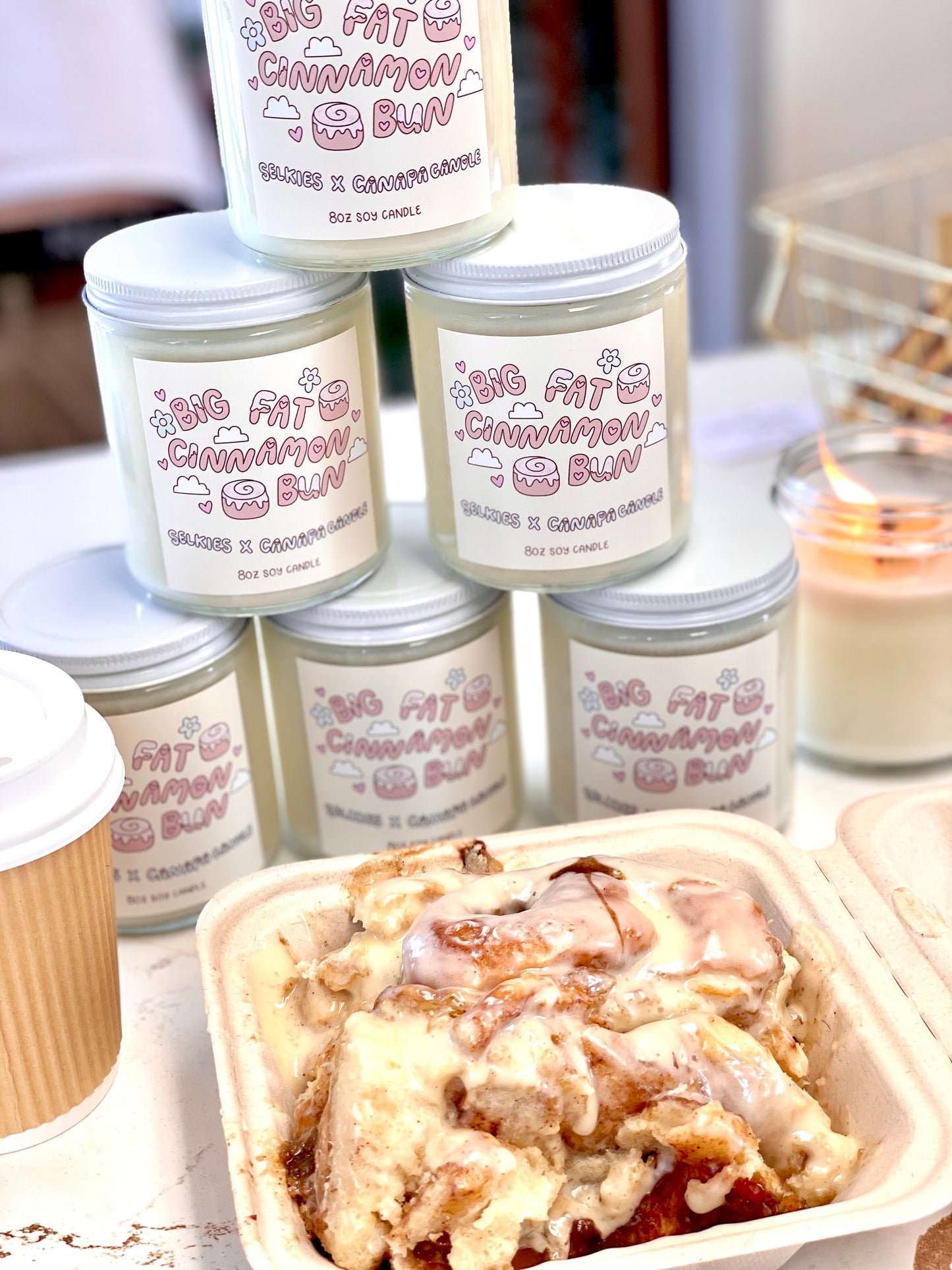Big Fat Cinnamon Bun Soy Candle - Brown Sugar, Cinnamon, Buttery Warm Dough
