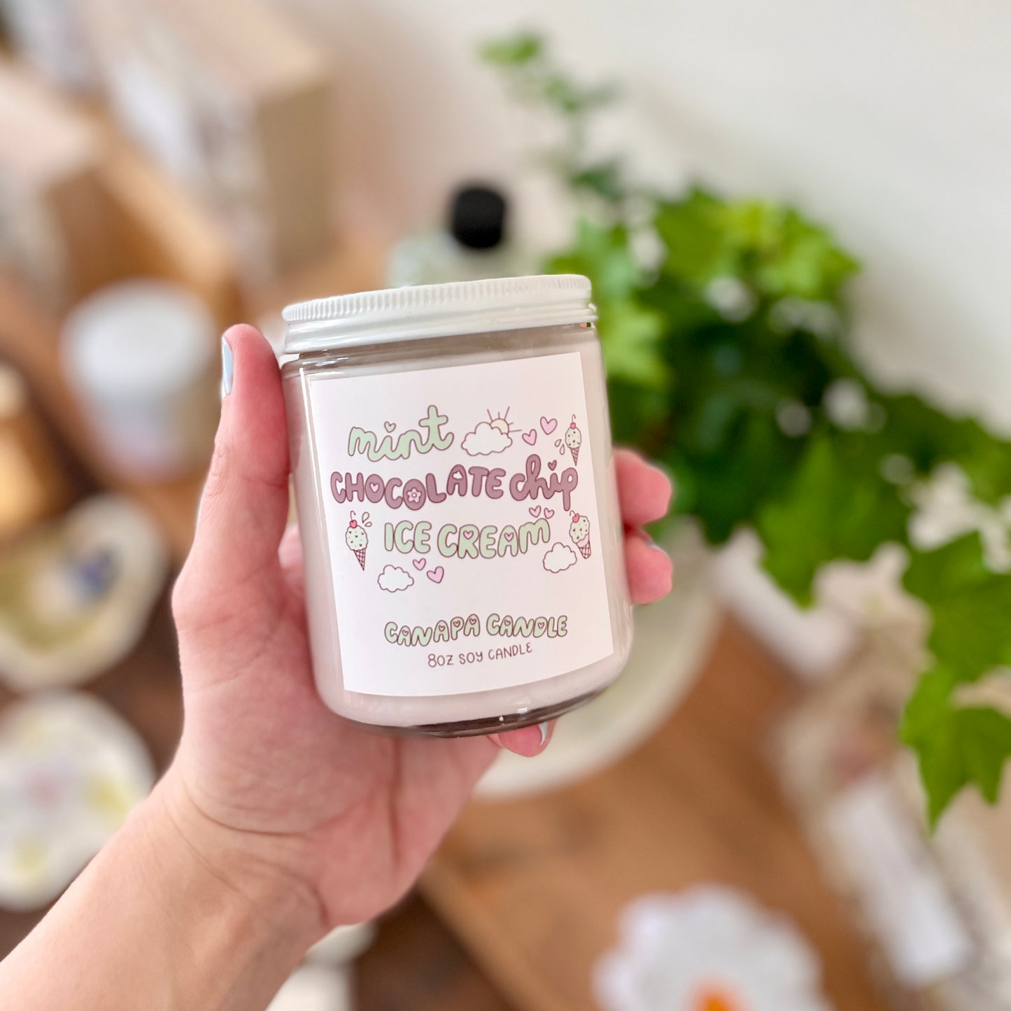 Mint Chip Ice Cream Soy Candle - Peppermint, Warm Vanilla Sugar, Chocolate