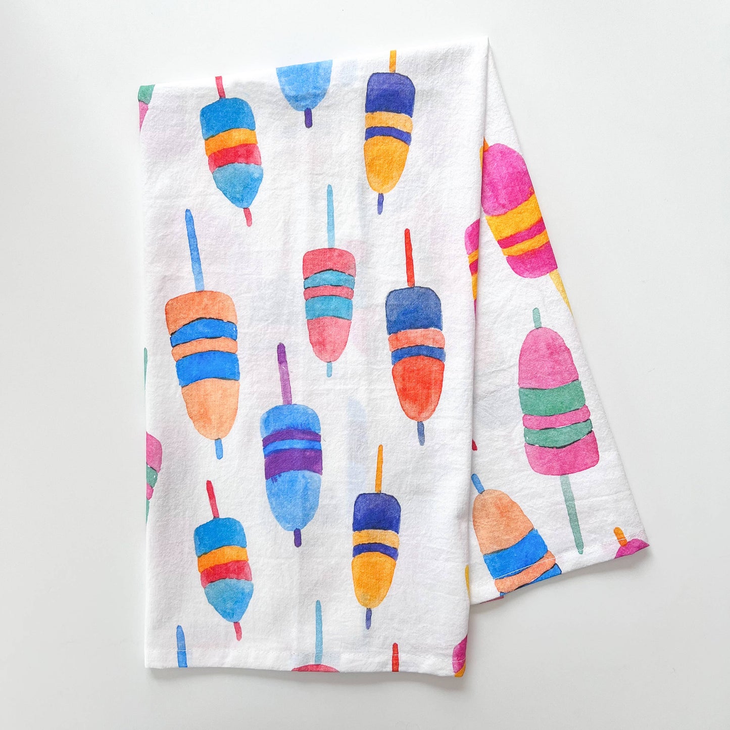 Colorful Buoys Kitchen Towel | Lobster Buoy Tea Towel