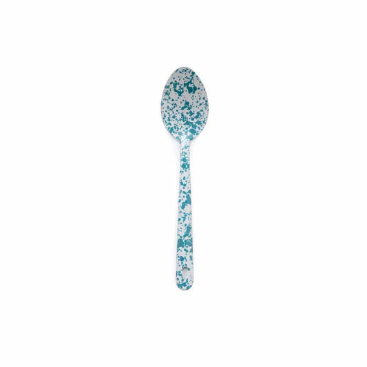 Splatter Enamelware Large Serving Spoon: Turquoise Splatter