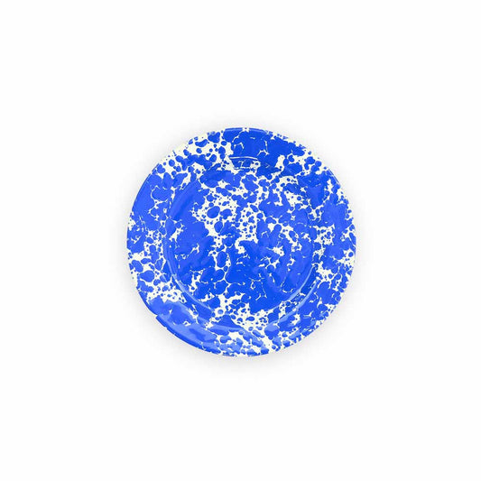 Splatter Enamelware Flat Salad Plate: Blue & White