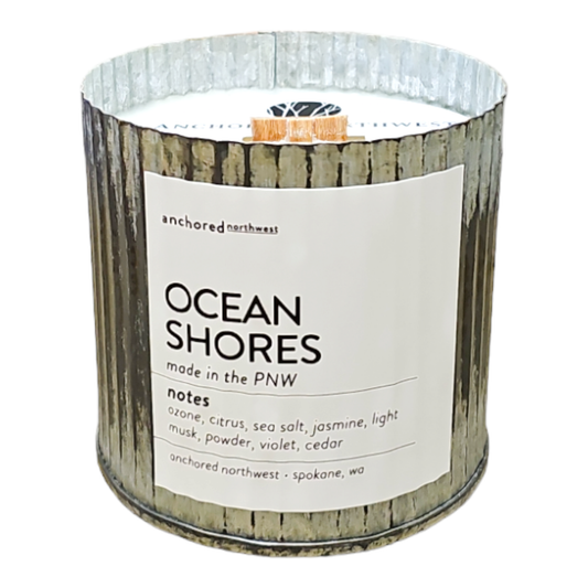 Ocean Shores Rustic Vintage Farmhouse Wood Wick Candle: 10oz