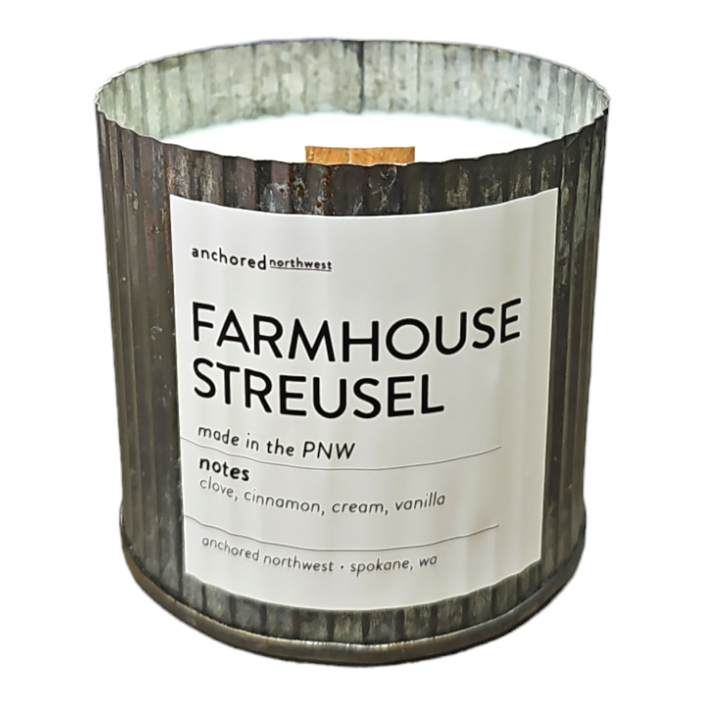 Farmhouse Streusel Rustic Vintage Farmhouse Wood Wick Candle: 10oz