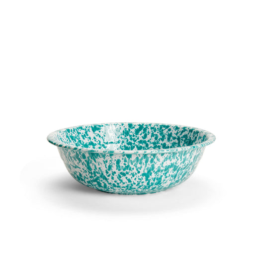 Splatterware - Enamelware Small Basin 4 qt, 12.25": Turquoise