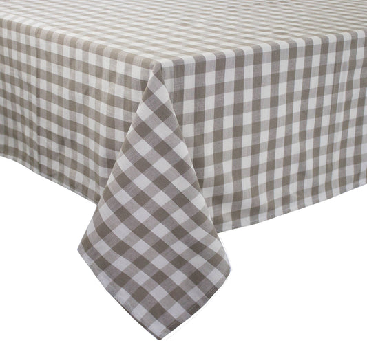 Classic Gingham Khaki & White 54" Square Picnic Blanket Tablecloth