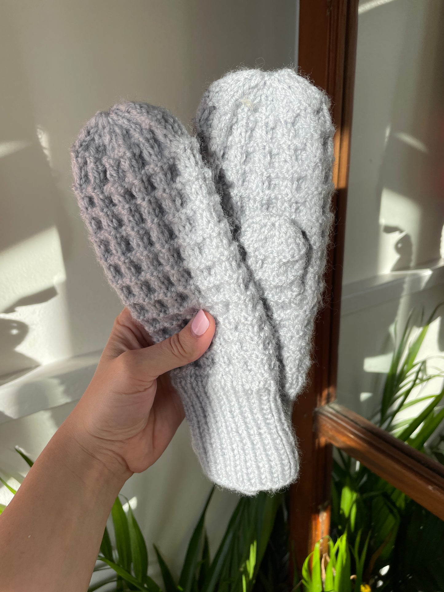 Grey Hand Knit in Cape Breton - Womens Adult / Teen Mitts