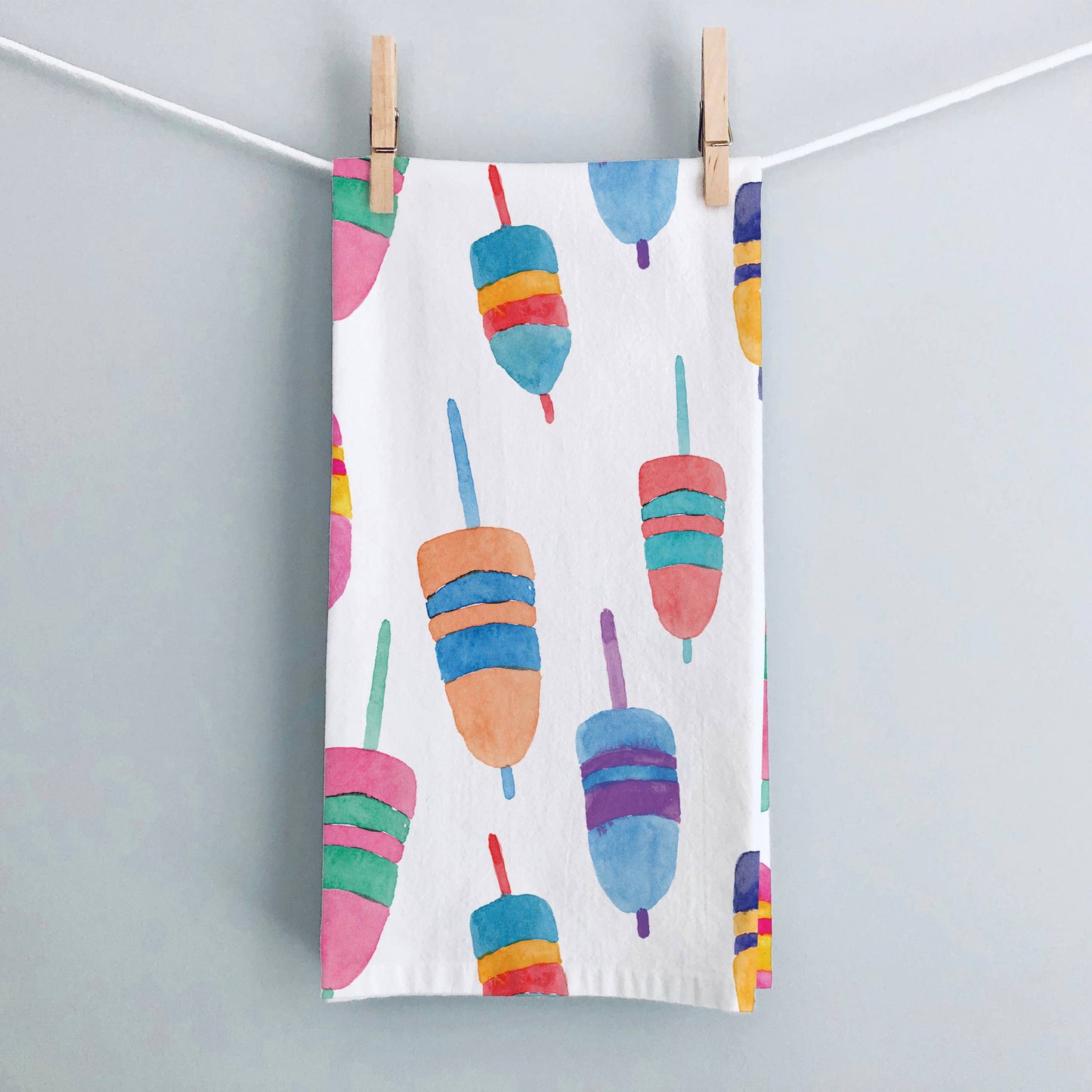 Colorful Buoys Kitchen Towel | Lobster Buoy Tea Towel