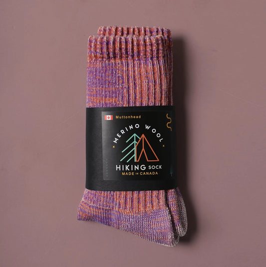 Merino Wool Mountain Hiking Socks - Orange/Purple