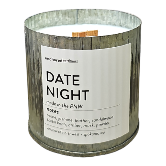 Date Night Valentine's Day Gift Rustic Vintage Farmhouse Wood Wick Candle: 10oz