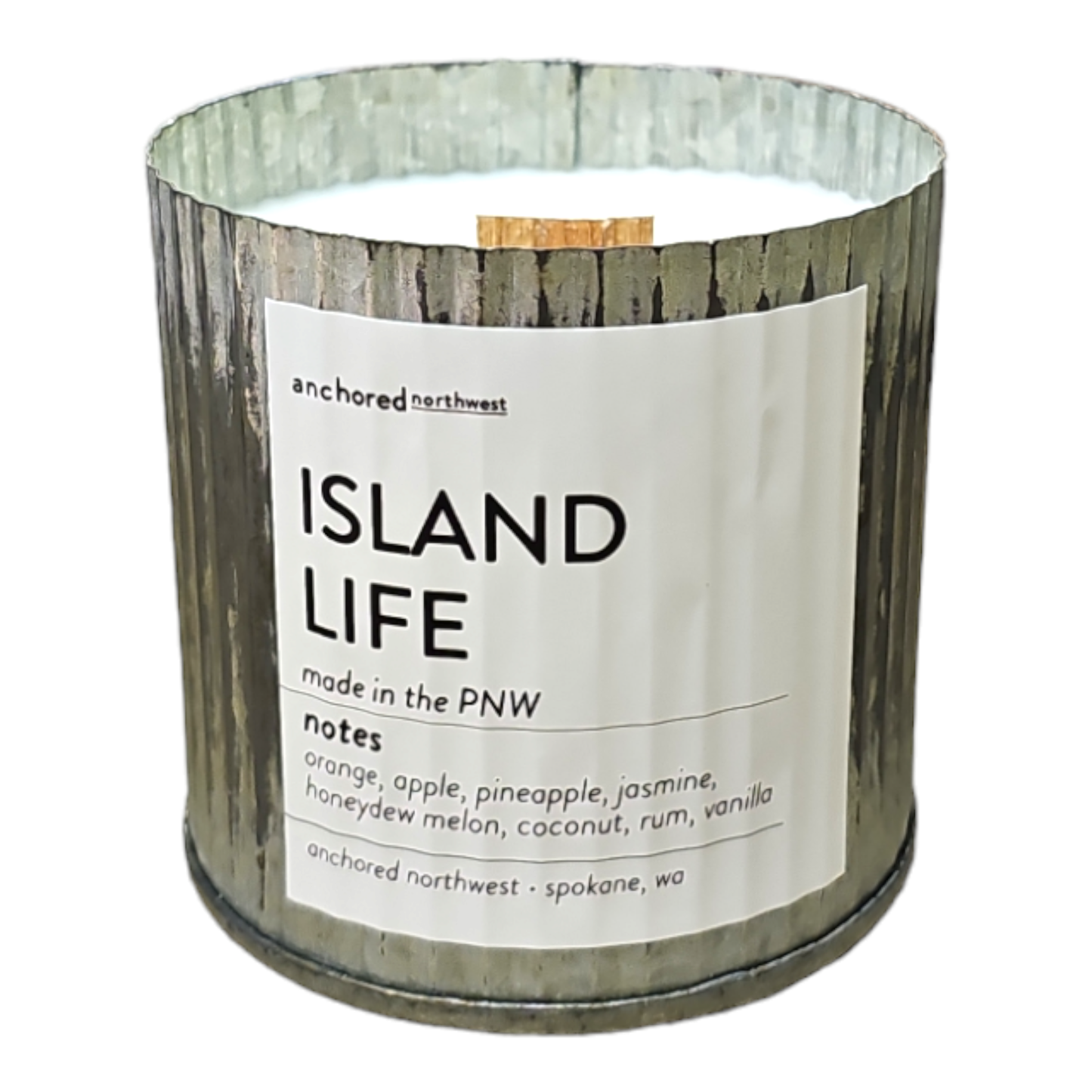 Island Life Rustic Vintage Farmhouse Wood Wick Candle: 10oz