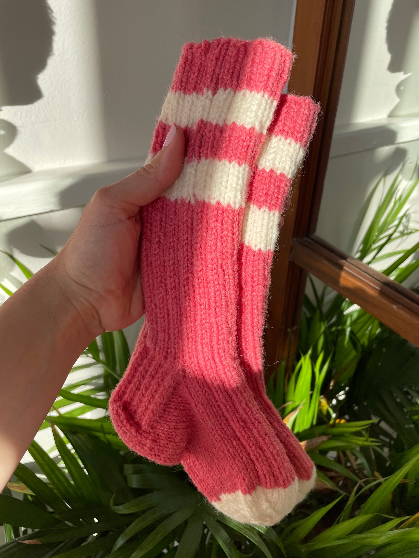 Pink & White Knit in Cape Breton 💖🧦- Kids Reading Socks