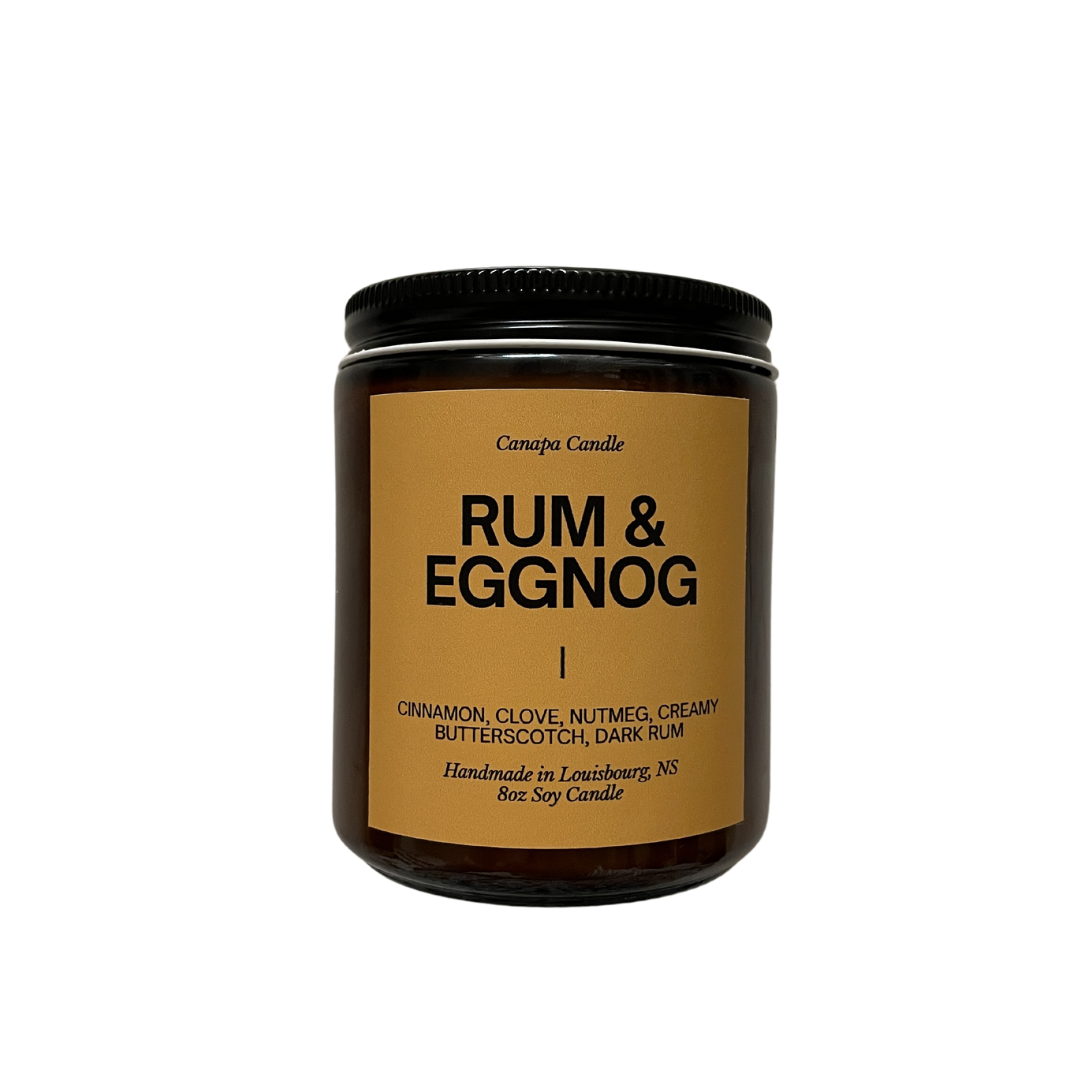 Rum & Eggnog Holiday Soy Candle- Cinnamon, Clove, Nutmeg, Creamy Butterscotch, Dark Rum