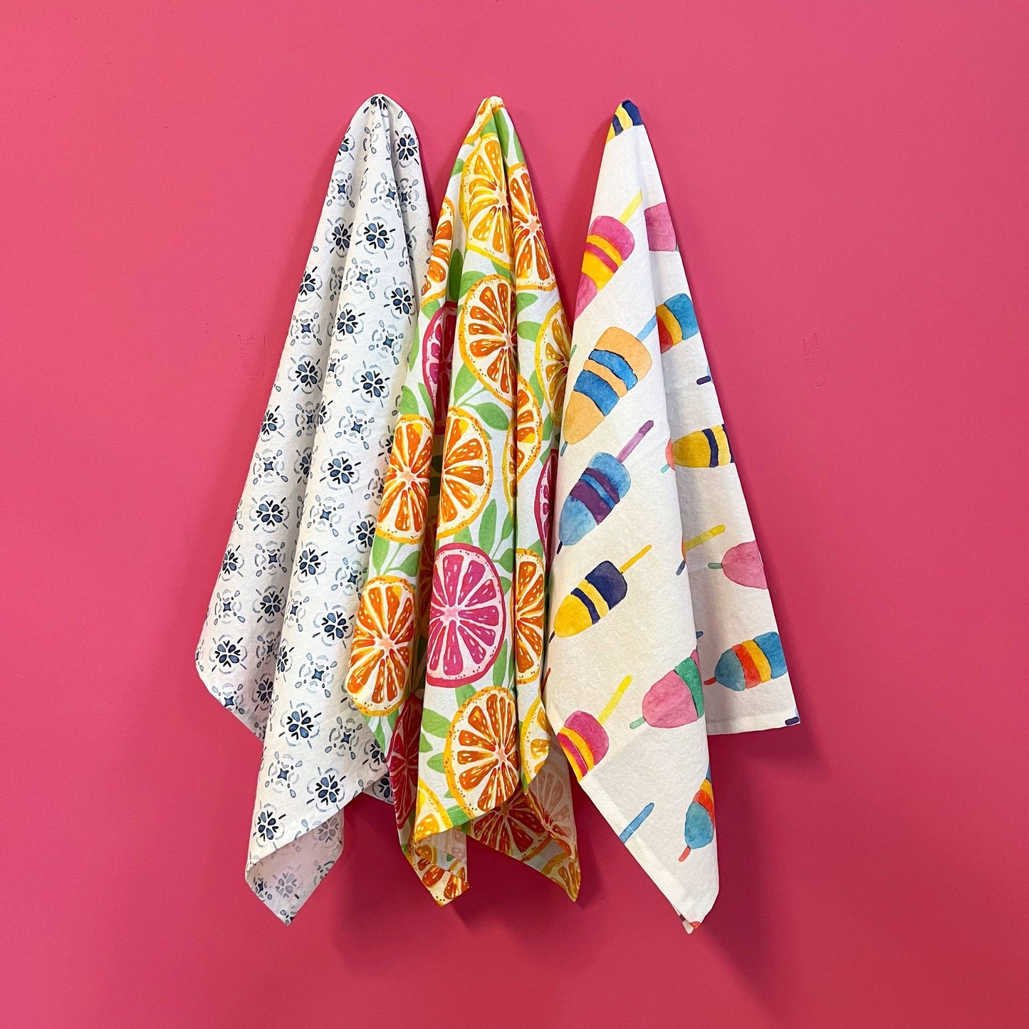 Colorful Buoys Kitchen Towel | Lobster Buoy Tea Towel