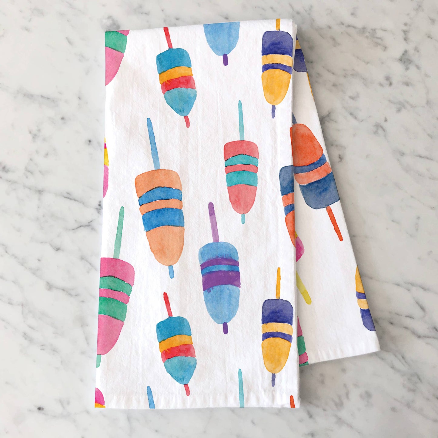 Colorful Buoys Kitchen Towel | Lobster Buoy Tea Towel