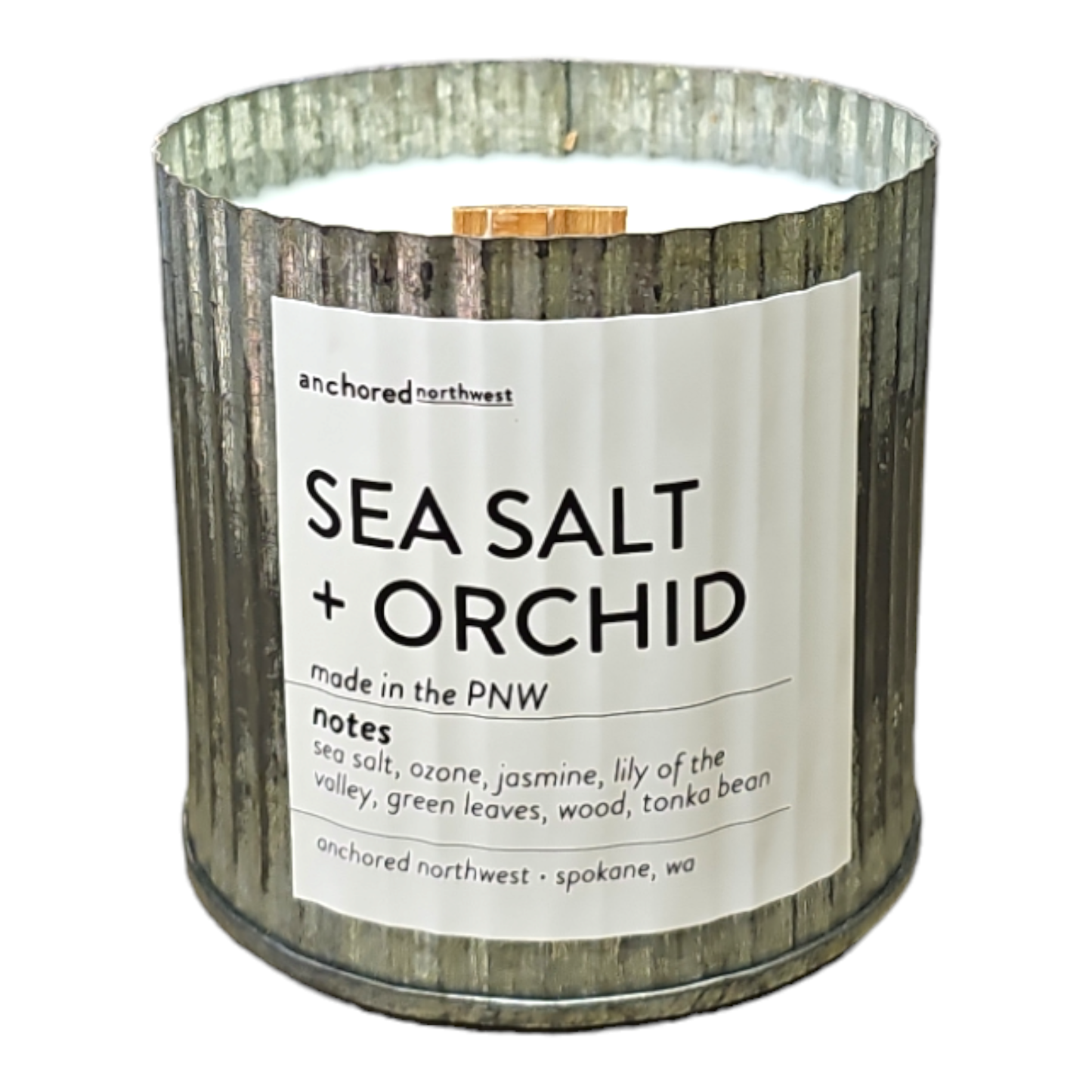 Sea Salt & Orchid Rustic Vintage Farmhouse Wood Wick Candle: 10oz