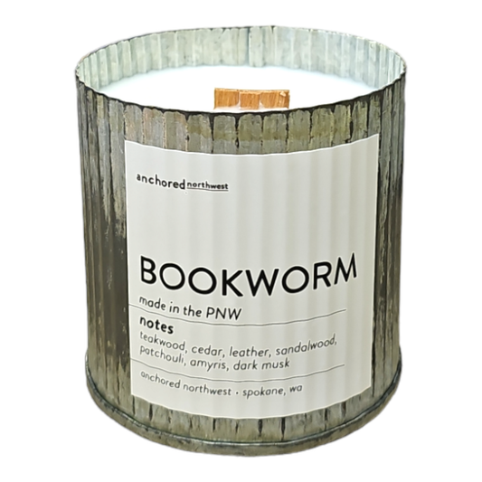 Bookworm Rustic Vintage Farmhouse Wood Wick Candle: 10oz