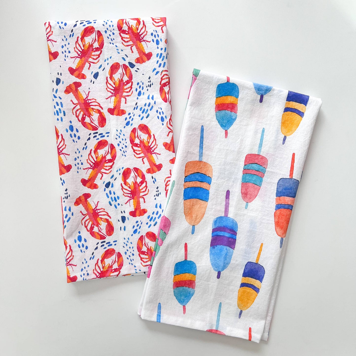 Colorful Buoys Kitchen Towel | Lobster Buoy Tea Towel